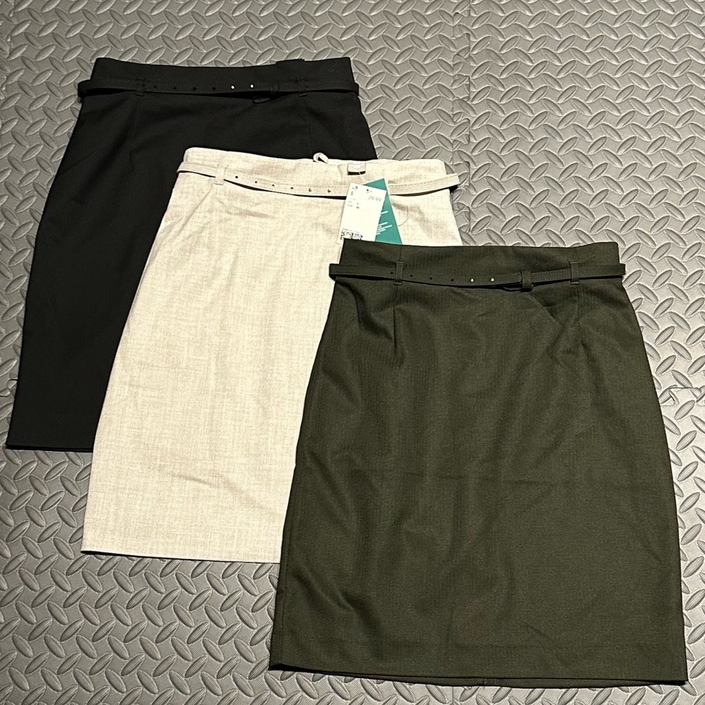 3 H&M Pencil High Waisted Skirts Black Beige Green Size 4